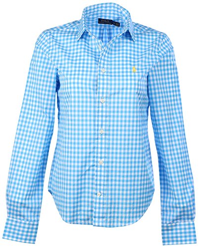Polo Ralph Lauren Women's L/S Gingham Button Down Shirt-Aqua/White