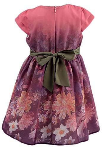 

Lilax Little Girls' Spring Flowers Print Short Sleeve Dress with Belt