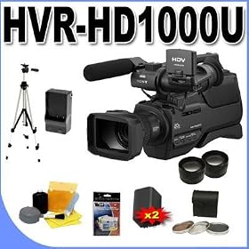 Sony HVR-HD1000U MiniDV 1080i High Definition Camcorder with 10x Optical Zoom BigVALUEInc Accessory Saver Two S970 Replacement Li-Ion Battery /Rapid External Charger, Filter Kit, Tripod, Super Bundle