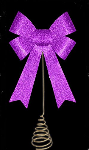 14 Zoll Weihnachtsbaum Top-Dekoration – lila Glitter Bow Weihnachtsbaumspitze