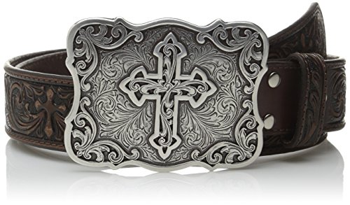 Nocona Women's Embossed Leather Cross Buckle Belt