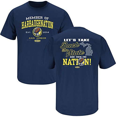 Michigan Wolverines Fans. Harbaughnation Navy T-Shirt (S-5X)