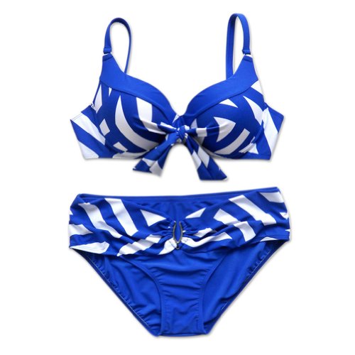 iEFiEL Womens Plus Winter Holiday Striped Bikini Set Swimwear