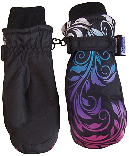 N'Ice Caps Girls Multi Shaded Scroll Print Thinsulate And Waterproof Mitten