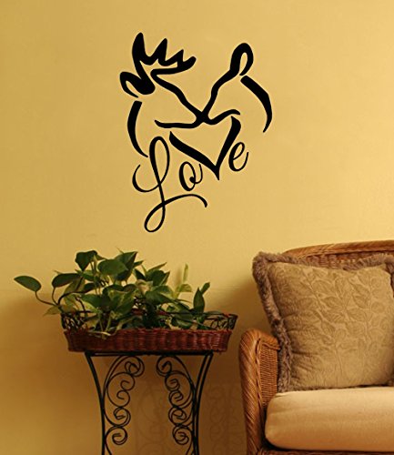 Love - Buck and Doe Making a Heart romantic wall decal 22x29 (Black)