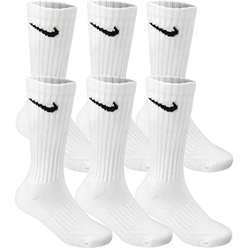 Nike Performance Cotton Cushioned White 6 Pack Crew Socks Large