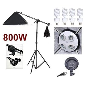 Ardinbir Studio 800W Photo Boom Softbox kit with Continuous Light, Grip head and Stand