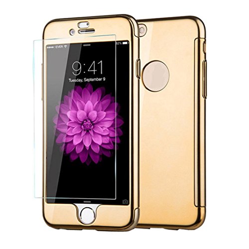 iphone 6 Plus Case,Landfox 2015 New Beetle 3in1i Ultra Thin Hard Case Cover+glass Film for Iphone 6 Plus 5.5 (Gold)