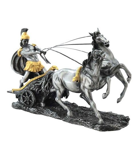 

Unicorn Studios WU72011A8 Pewter and Gold Chariot Roman Sculpture
