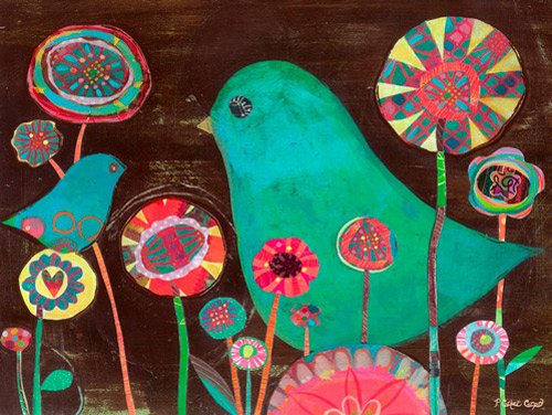 Algopix Similar Product 9 - Oopsy Daisy Garden Birds Canvas Wall
