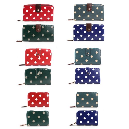 Anladia Brand Ladies Polka Dots Print Designer Oilcloth Purse Coin Wallet Handbag