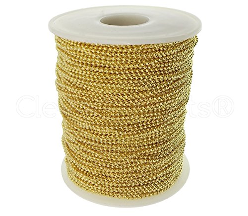CleverDelights Ball Chain Spool - 330 Feet - 1.5mm Ball (Small) - Gold Color - 100 Meters