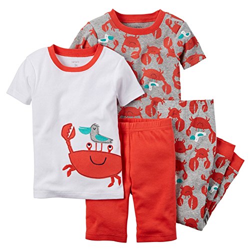 Carters Baby Boys 4-Piece Snug Fit Cotton PJs Crab Print Red