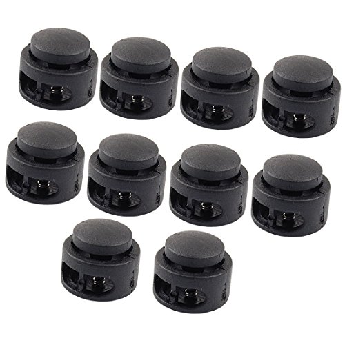 uxcell Plastic Spring Stop Double Holes Lanyard Cord Locks End 10PCS