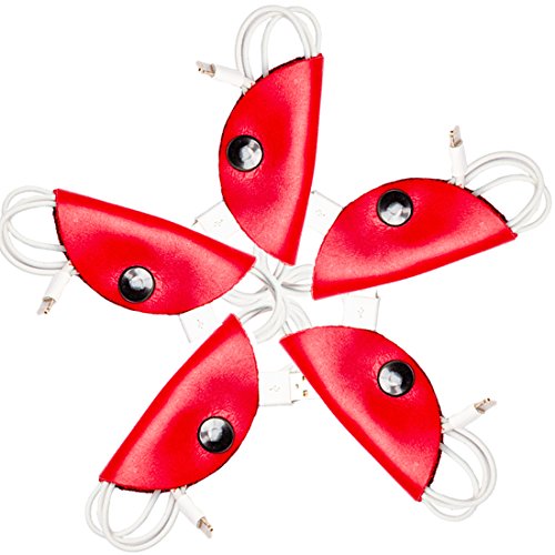 Cord Keeper (Cord Clam) 5-Pack Handmade by Hide & Drink :: Scarlet Red