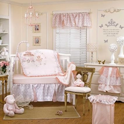 Pink Wendy Bellissimo Baby Bedding Set, Girl Designer Crib Bedding