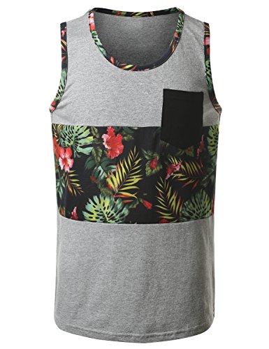 URBANCREWS Mens Hipster Hip Hop Floral Tank Top - Various Graphic Patterns