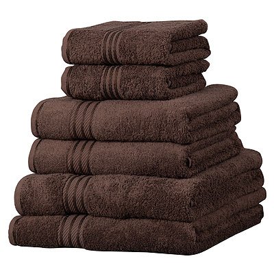 Linens Limited Supreme - Juego de toallas (6 piezas, 100 % algodón egipcio, 500 g/m2), color marrón