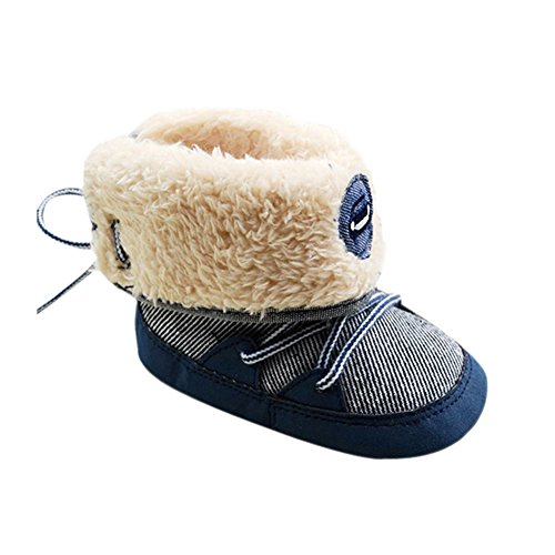 Weixinbuy Baby Boy Lace Up Stripe Soft Bottom Winter Snow Boots