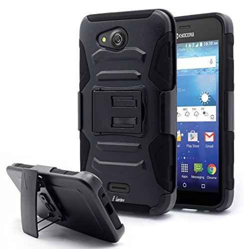 Kyocera Hydro Wave Case,Hydro Air Case, Nagebee Hybrid Armor Stand Case With Holster and Locking Belt Clip Case for Kyocera Hydro Wave / Hydro Air (Holster Combo Black)