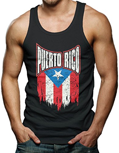 Big Puerto Rico Distressed Flag Men's Tank Top T-shirt
