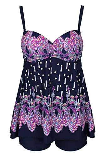 Abary Women Beach Dress Conservative Tankini Swimsuits with Shorts