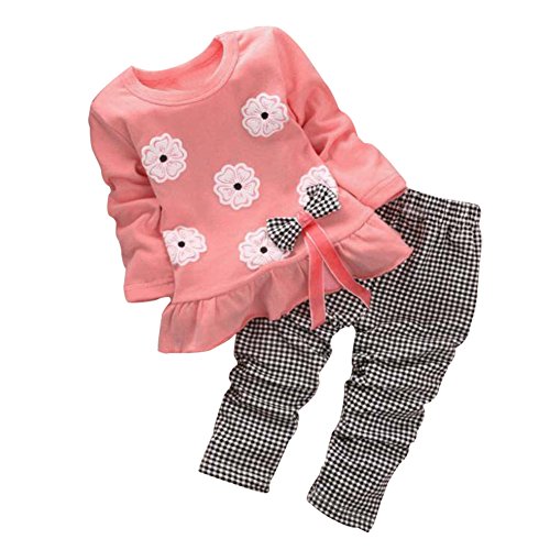 Toddler Girl 2-Piece Outfit Set – Floral Long Sleeve Top & Overall Pants | Soft, Breathable For Fall/Winter, 18M-6Y