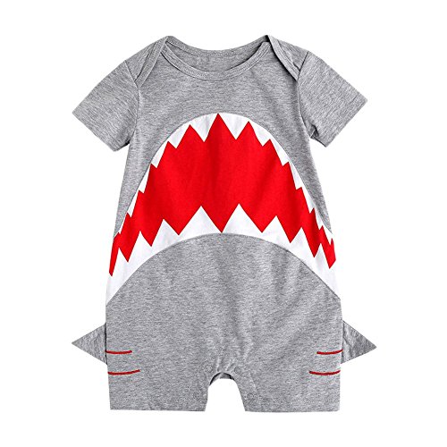 Baby Boys Girls Short Sleeve Shark Costume Bodysuit