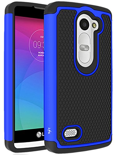 LG Leon Case, LG Tribute 2 Case, LK [Shockproof] Hybrid Dual Layer Armor Defender Protective Case Cover for LG Leon C40 / LG Tribute 2 (Blue)