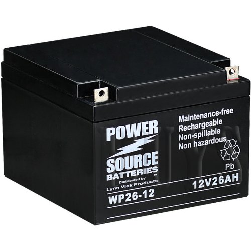 

WP26-12 Sealed AGM 12v 26ah Battery replaces M12260 SLD M, ES26-12, GP12240, GP12260, GPL12260, EVX12260, PE12V24A, TEV12260, TEV12240, PE12V26A, 6-GFM-24, PS-12260 NB, UB12260, WKA12-26NB, BSL1146, DCM0026, SLA1146, SLA1145, BP24-12, BP26-12, 12V26AH, S