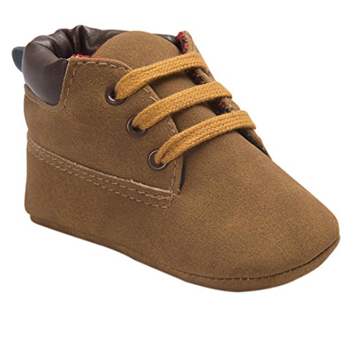 Voberry® Toddler Baby Boy's Leather Sneaker Shoes Lace up Snow Boots Warm (0~6Month, Brown 1)