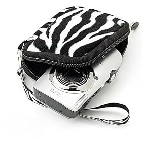 Classic Zebra Animal Print Neoprene Sleeve Case with easy access zipper and included Hand Strap for all models & colors of your Nikon Digital Camera Point and Shoot Cool Pix L 26 or Cool Pix L 25 with HD Video!!!