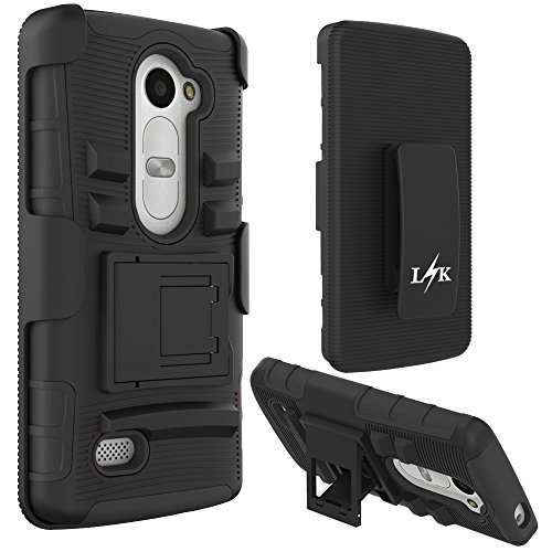 LG Leon Case, LG Tribute 2 Case, LK Heavy Duty Armor Holster Defender Full Body Protective Hybrid Case Cover Belt Clip for LG Leon / LG Tribute 2