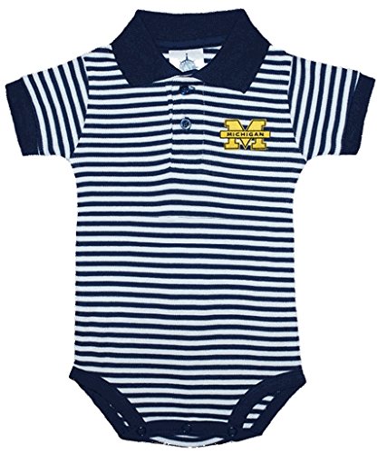 Michigan Wolverines NCAA College Newborn Infant Baby Striped Polo Creeper