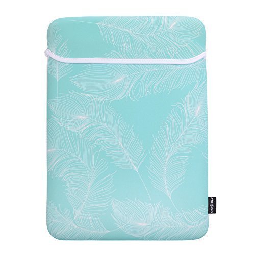 Case Star ® Feather Series Soft Neoprene Laptop Notebook Ultrabook Sleeve Carrying Case Bag for Macbook Pro Macbook Air A1304 13-Inch / 13.3-Inch (Turquoise Blue Color with White Feather)