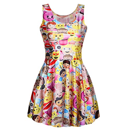 Ninimour Digital Print Rockability Scoop Skater Dress Clubwear