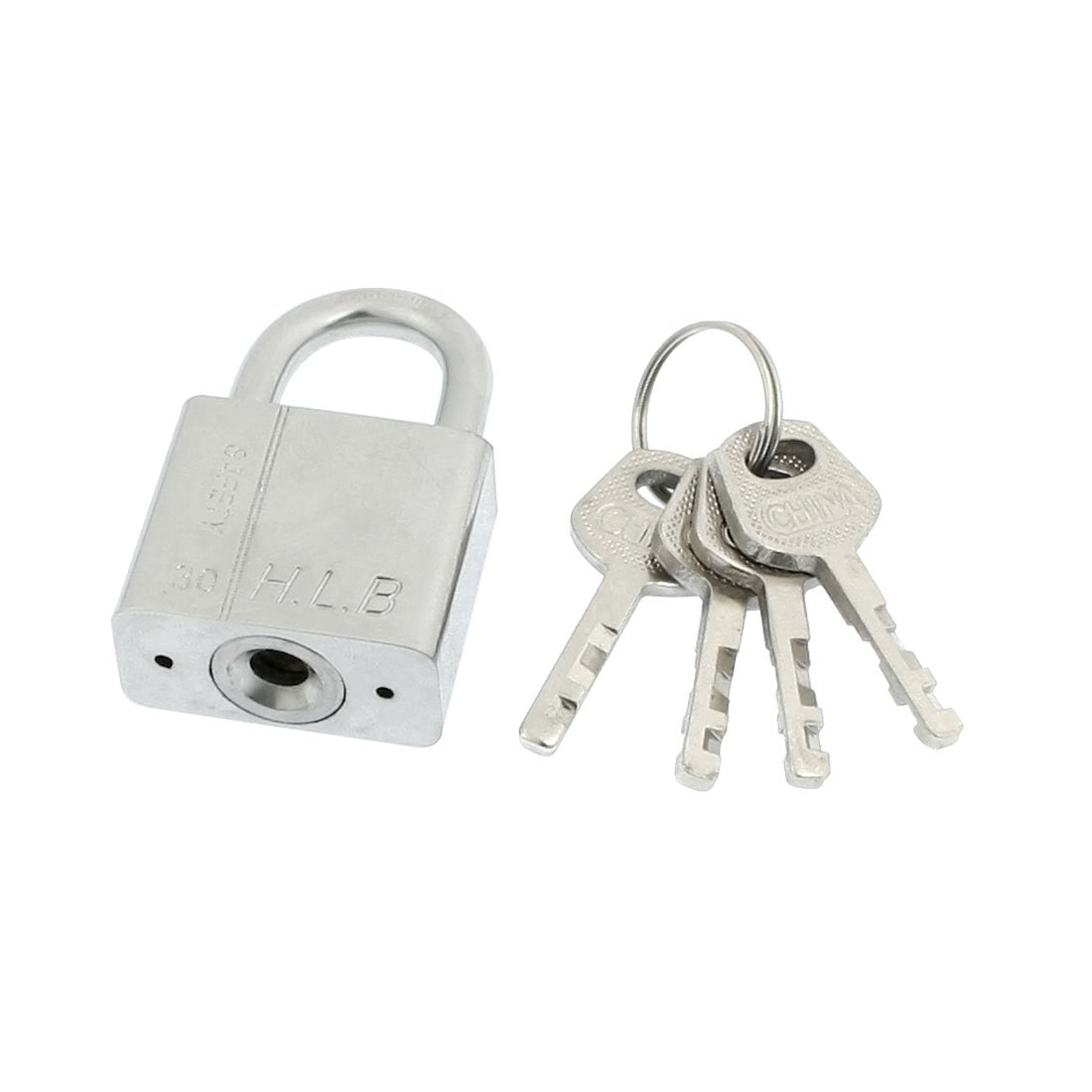 

30mm Wide Silver Tone Metal Shackle Security Padlock w 4 Keys
