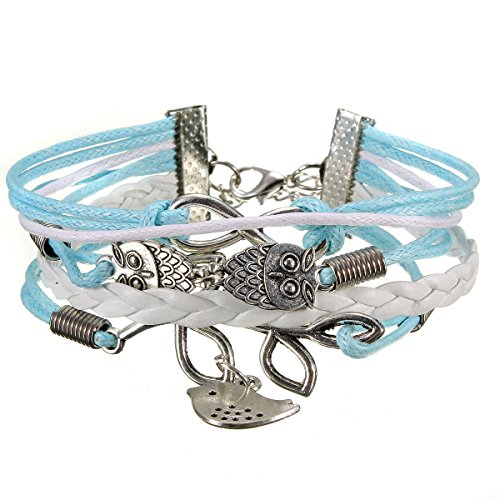 Multi Layered Retro Infinity Handmade Woven Braid Love Owl Bracelet Bangle Gift