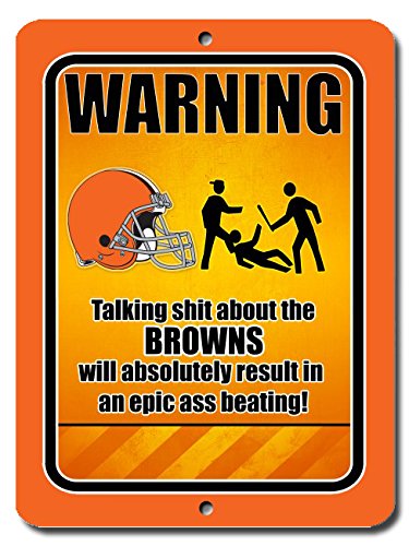 Funny Warning Football Browns 9x12 Aluminum Sign Wall Art