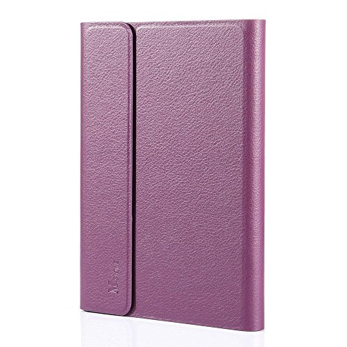 Masione iPad Mini 1 2 3 Slim Case 360 Rotating Folio Stand Protective Leather Smart Shockproof Kids Proof Cover Case Skin for Apple iPad Mini 3/2/1 with Sleep/Wake Feature (Purple/Light Grey)