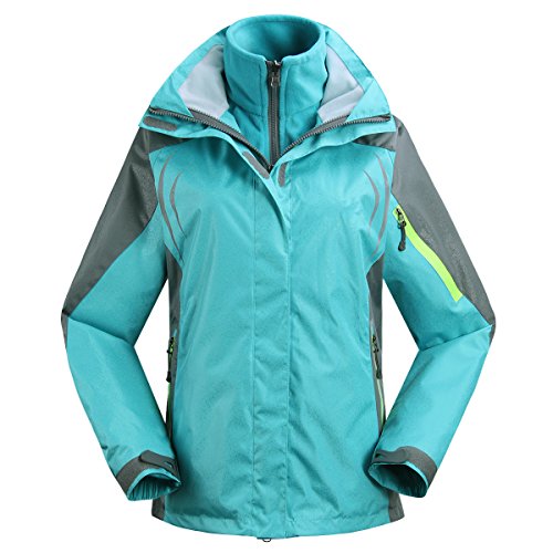 J&D Life Women's Waterproof Outdoor 3-IN-1 Snowboarding Jacket Fleece Liner Warm Coat