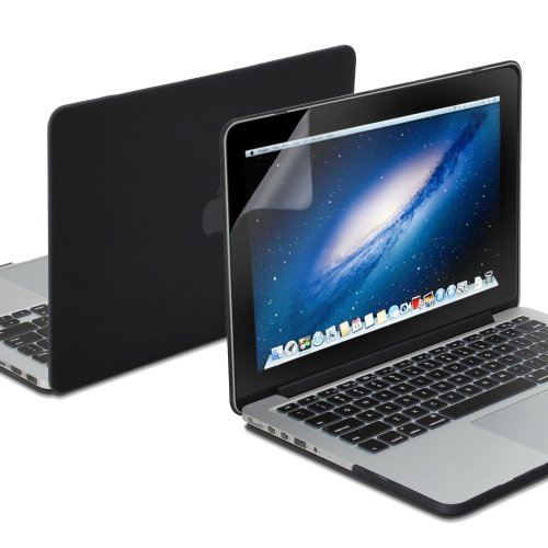 

GMYLE(R) Black 3 in 1 Rubberized (Rubber Coated) Hard Case Cover - Silicon Keyboard Protector - 15 inches Clear LCD Screen Protector - MacBook Pro 15 inch with Retina display