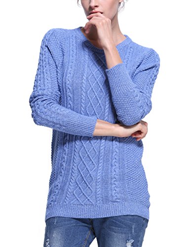 Roco Rose Women's Crew Neck Ribbed Knited Long Sleeve Tunic Sweater