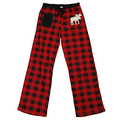 Lazy One Womens Plaid Moose Loungewear Pajama Pants