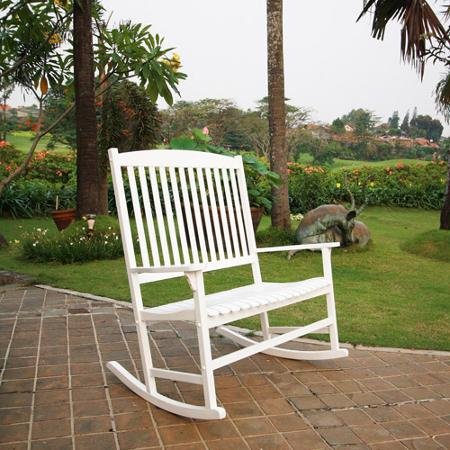 Patio Outdoor Rocking Chair White 2 Seat Pool Porch Deck