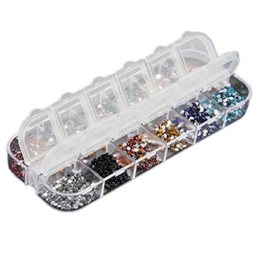 GUAngqi 3600 Glitter Rhinestone Stickers Glitter Nail Extension Nail Art 12 Colors