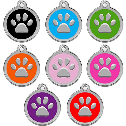 CNATTAGS Personalized Engraved Designers Round Paw Pet ID Tag Dog Tag Cat Tag (Pink)