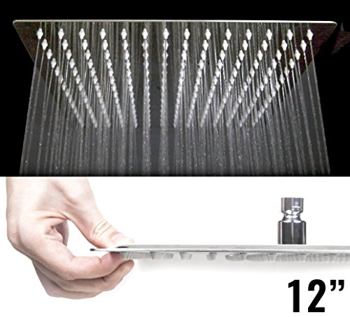 Clarita Home 12 Inch Rainforest Rainfall Shower Head, 12