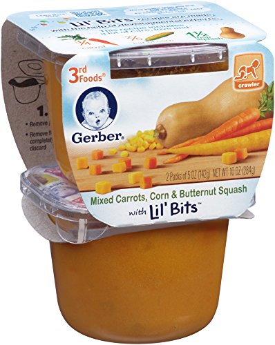 Gerber Purees 3rd Foods, Mixed Carrots Corn and Butternut Squash with Lil Bits, 10 Ounce (Pack of 6)