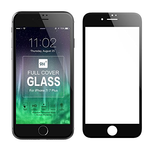 iPhone 7 Plus Screen Protector, Jelly Comb Full-Cover iPhone 7 Plus Tempered Glass Curved Screen Protector, Anti-Fingerprint HD Screen Protector for Apple iPhone 7 Plus-Black